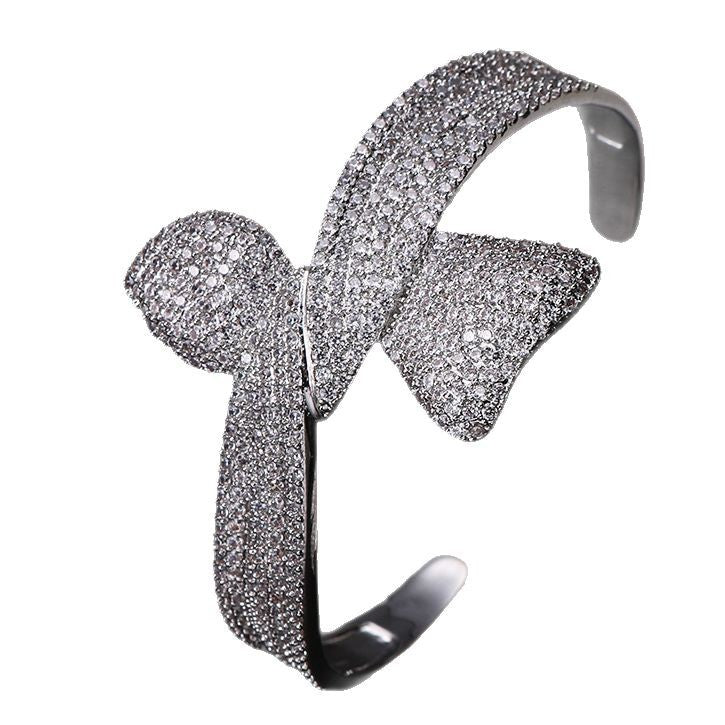 Bulk Bow Silver Plated CZ Anti Tarnish Copper Cuff & Kada For Women