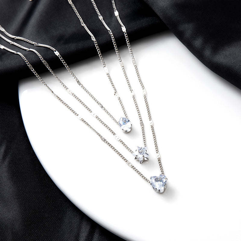 Drop Star Heart Solitaire Gold Anti Tarnish Layer Necklace Chain Bulk