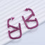 V Shape Cubic Zirconia Pink Anti Tarnish Hoop Dangler Earring Bulk
