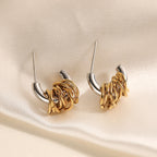 Gold Silver Modern Knot Anti Tarnish Copper Drop Earrings For Women Bulk