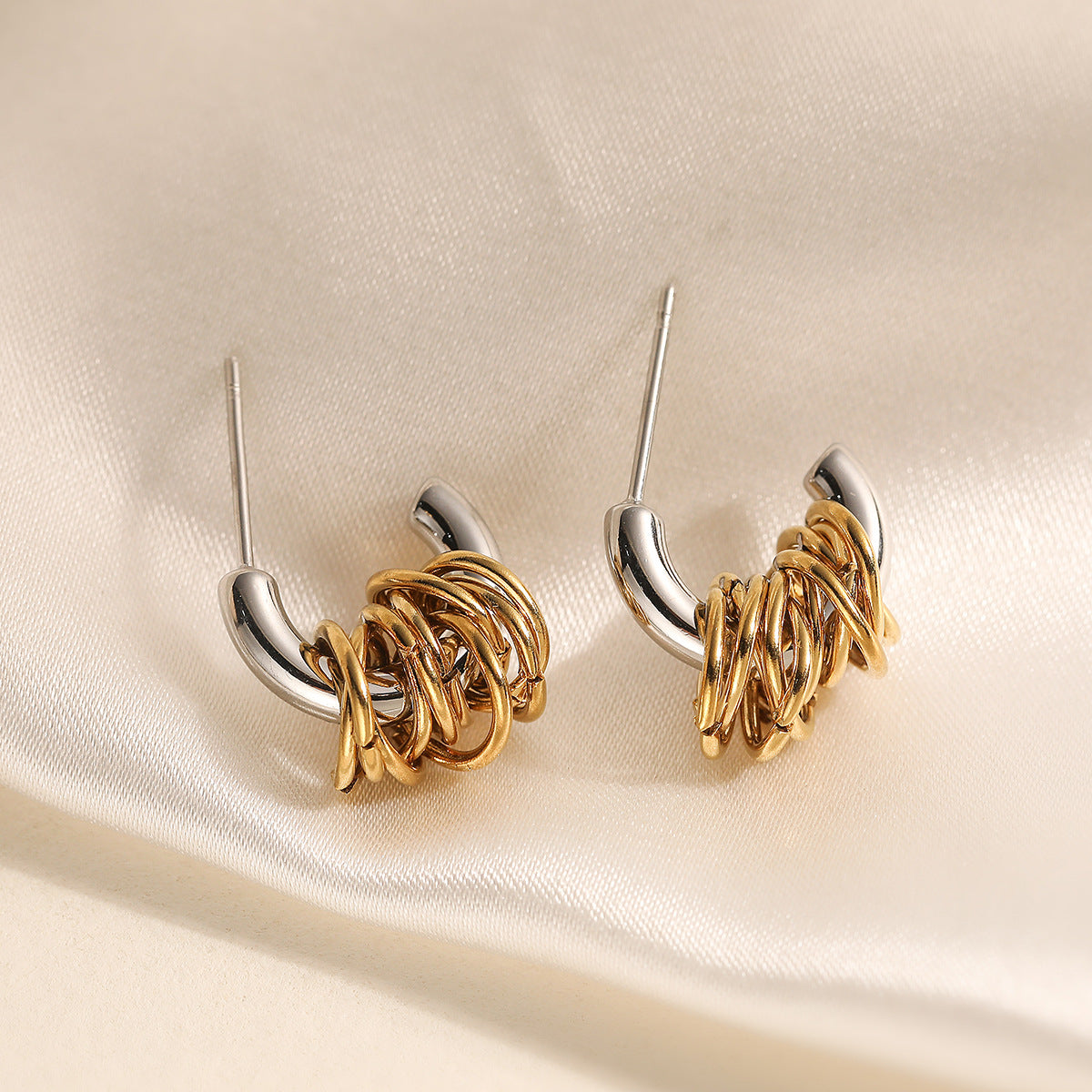 Gold Silver Modern Knot Anti Tarnish Copper Drop Earrings For Women Bulk
