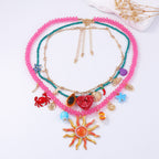 Ocean Sea Face Animal Colorful Beads Multi Layered Necklace Women Bulk