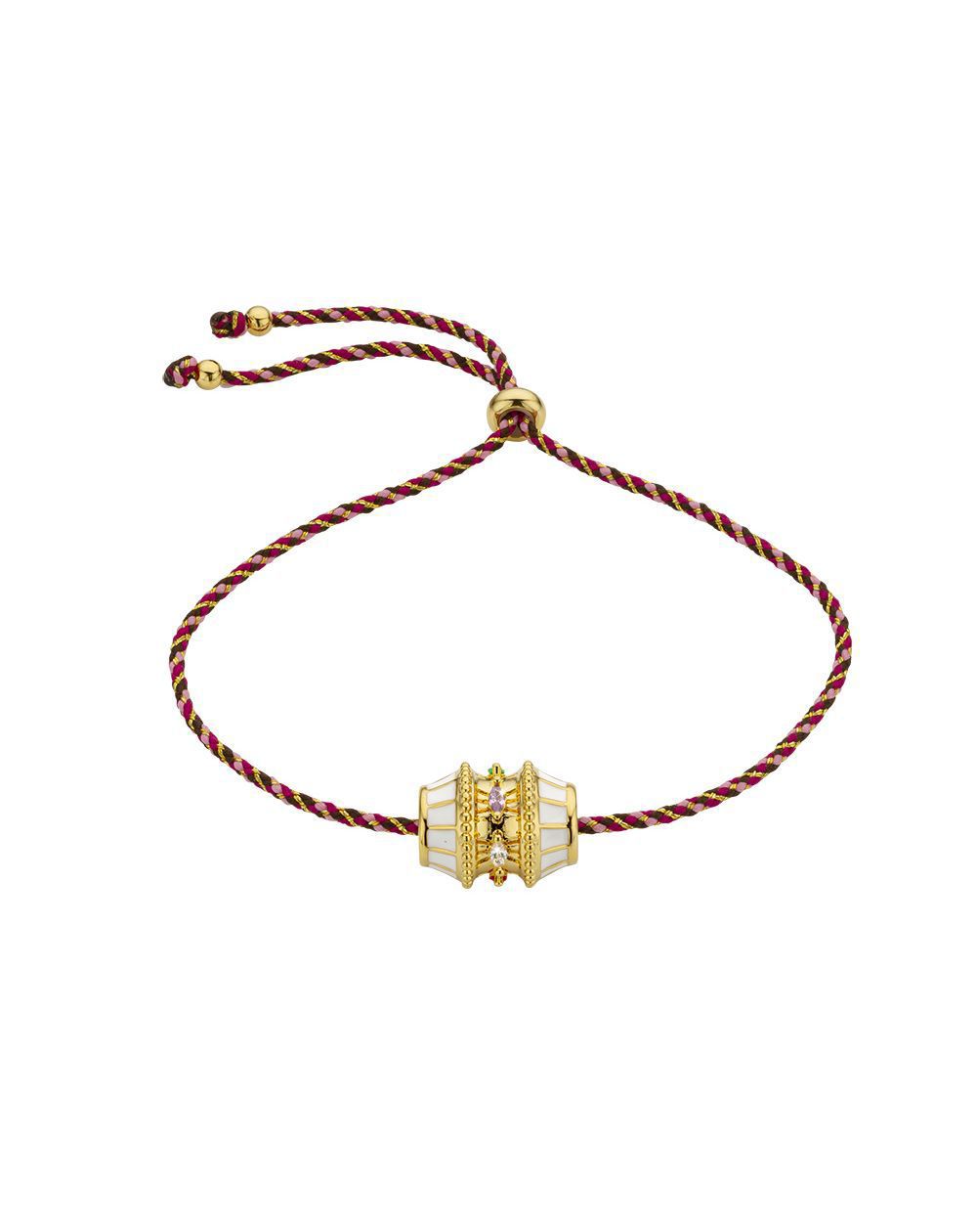 Antique Drum Gold Multi CZ Enamel Anti Tarnish Threads Bracelet Bulk Main image