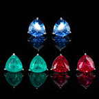 Designer Trillion Cut Silver Plated CZ Copper Stud Earrings Wholesale
