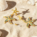 Tropical Starfish Style Gold Anti Tarnish Copper Drop Earrings Bulk