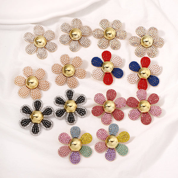 Rainbow Pearl Multi Rhinestone 18K Gold Stud Anti Tarnish Earring Bulk Main image