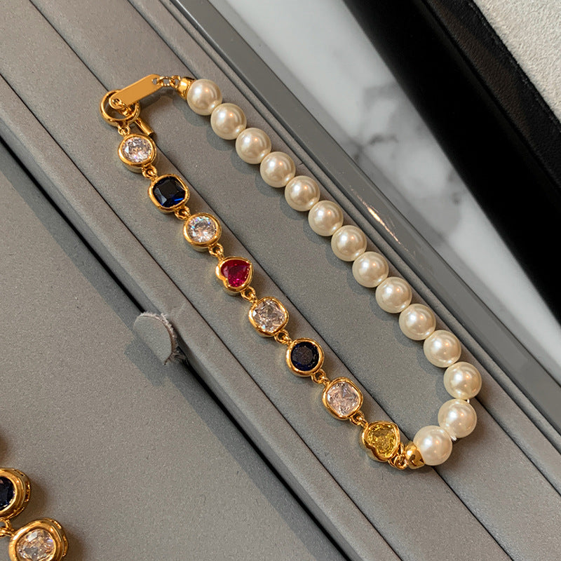 Bulk Multi Color Designer Gold Pearl CZ Anti Tarnish Copper Bracelet