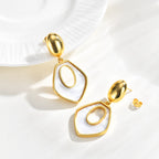 White Pentagon Gold Mother of Pearl Stainless Steel Hoop Earrings Bulk