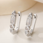 Gold Silver Luxury Geometric Cubic Zirconia Copper Hoop Earrings Women Bulk