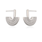 Half Round CZ 18K Gold Silver Anti Tarnish Hoop Earring Bulk
