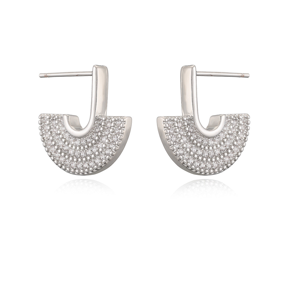 Half Round CZ 18K Gold Silver Anti Tarnish Hoop Earring Bulk