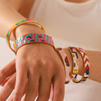 Rainbow Multicolour Enamel 18K Gold Plated Openable Kada Bracelet Bulk