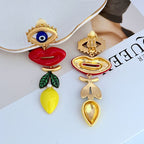 Lips Evil Eye Red Blue 18K Gold Dangler Anti Tarnish Earring Bulk