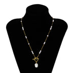 Toggle Clasp Pearl 18K Gold Long Necklace Chain For Women Bulk