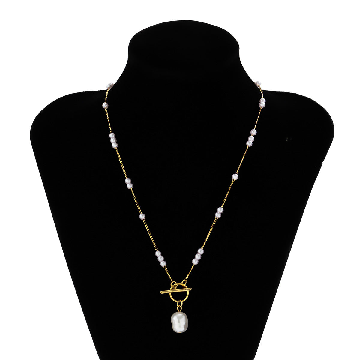 Toggle Clasp Pearl 18K Gold Long Necklace Chain For Women Bulk