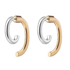 Open C-Hoop Dual Tone Gold Silver Stainless Steel Stud Earrings Bulk
