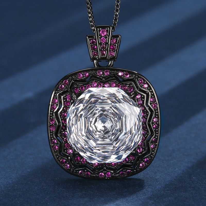 Square Black Maroon Red Anti Tarnish Pendant Ring Set For Women Bulk