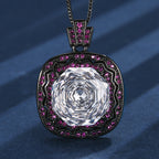 Square Black Maroon Red Anti Tarnish Pendant Ring Set For Women Bulk
