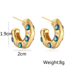 Evil Eye 18K Gold Blue Enamel Anti Tarnish Hoop Earring For Women