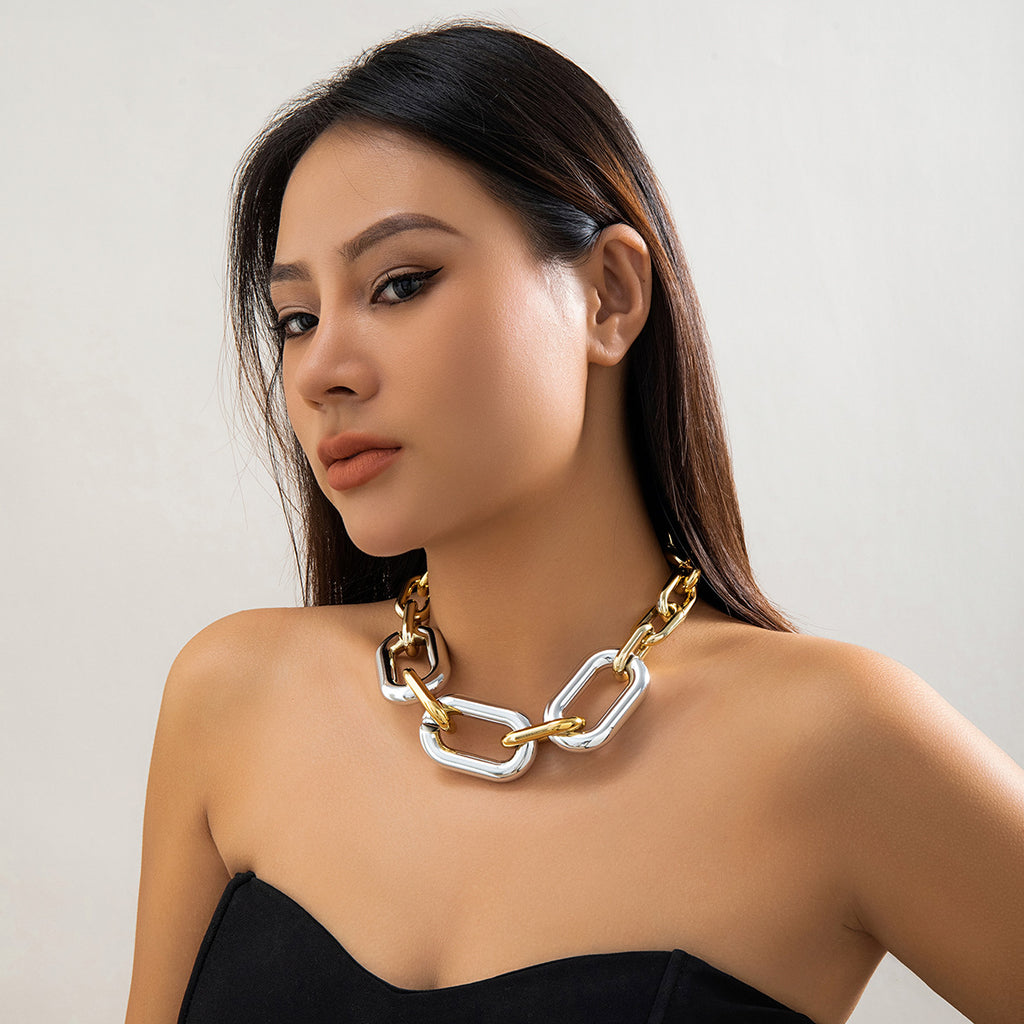 Two Tone Link Silver Gold Anti Tannish Necklace For Women Bulk