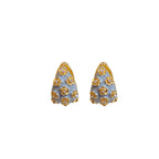 Flower White Grey 18K Gold CZ Enamel Hoop Stud Earring Pair Bulk