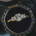 Gold Trilogy Cubic Zirconia Copper Adjustable Ring For Women Bulk