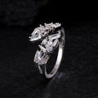 Designer Baguette & Marquise Gold Silver CZ Copper Adjustable Ring Bulk