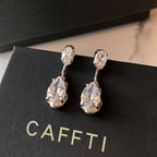 Silver Minimal Teardrop Cubic Zirconia  Copper Dangler Earrings Bulk