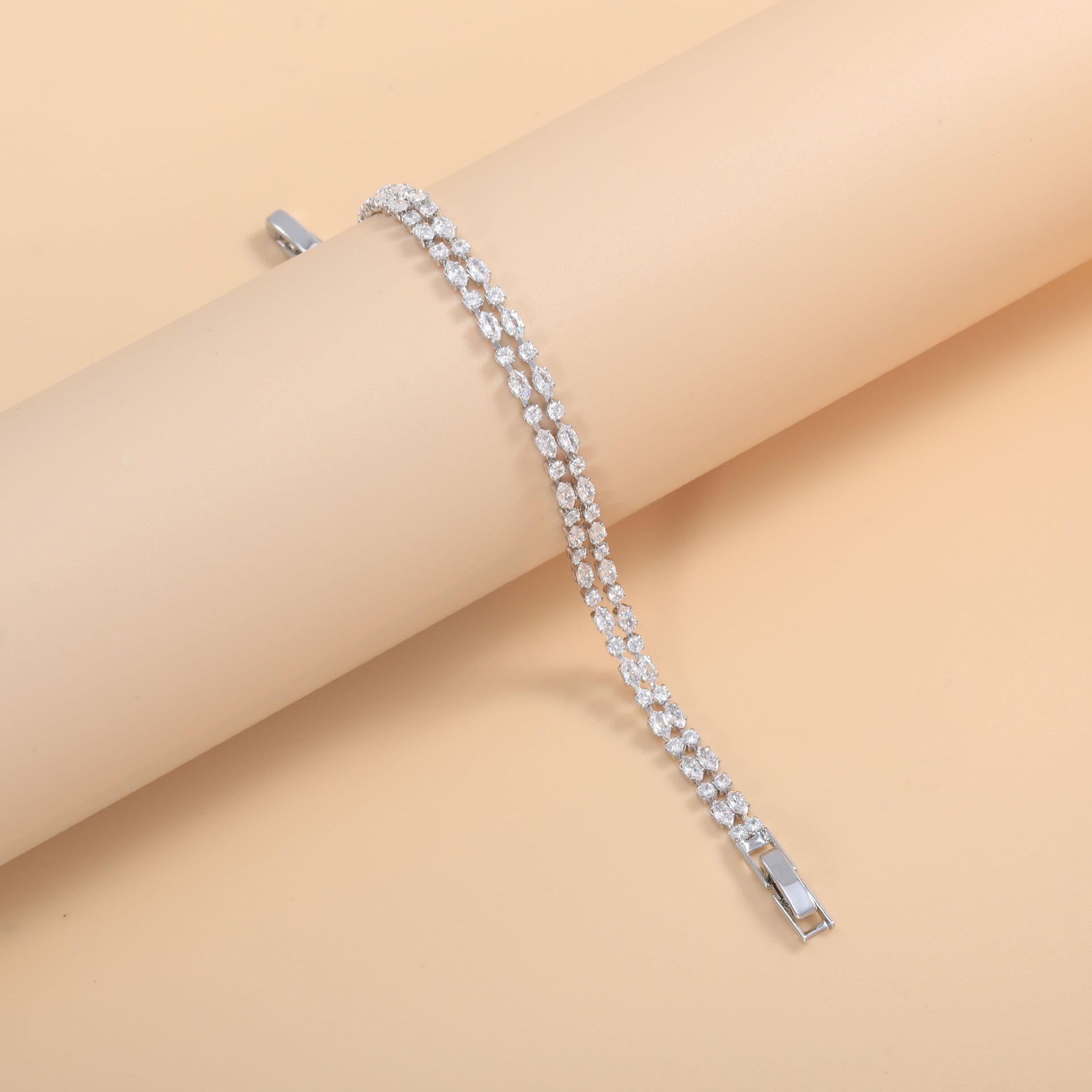 Bulk Layered Marquise Tennis Style Gold Silver CZ Copper Bracelet Secondary image
