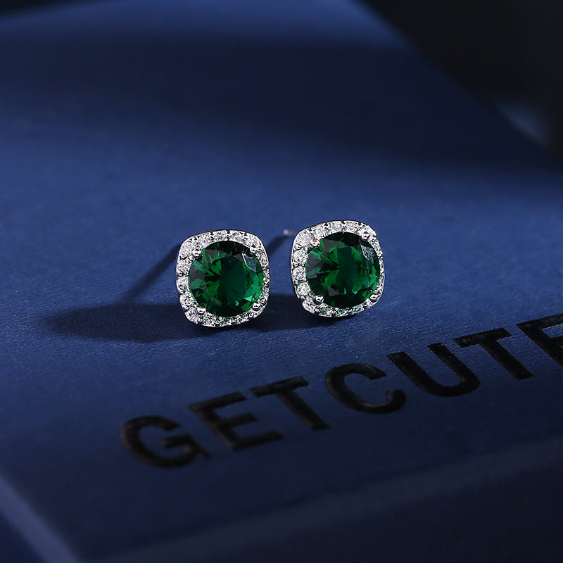 Bulk Square Silver CZ Halo Stud Earrings â€“ Anti Tarnish Copper