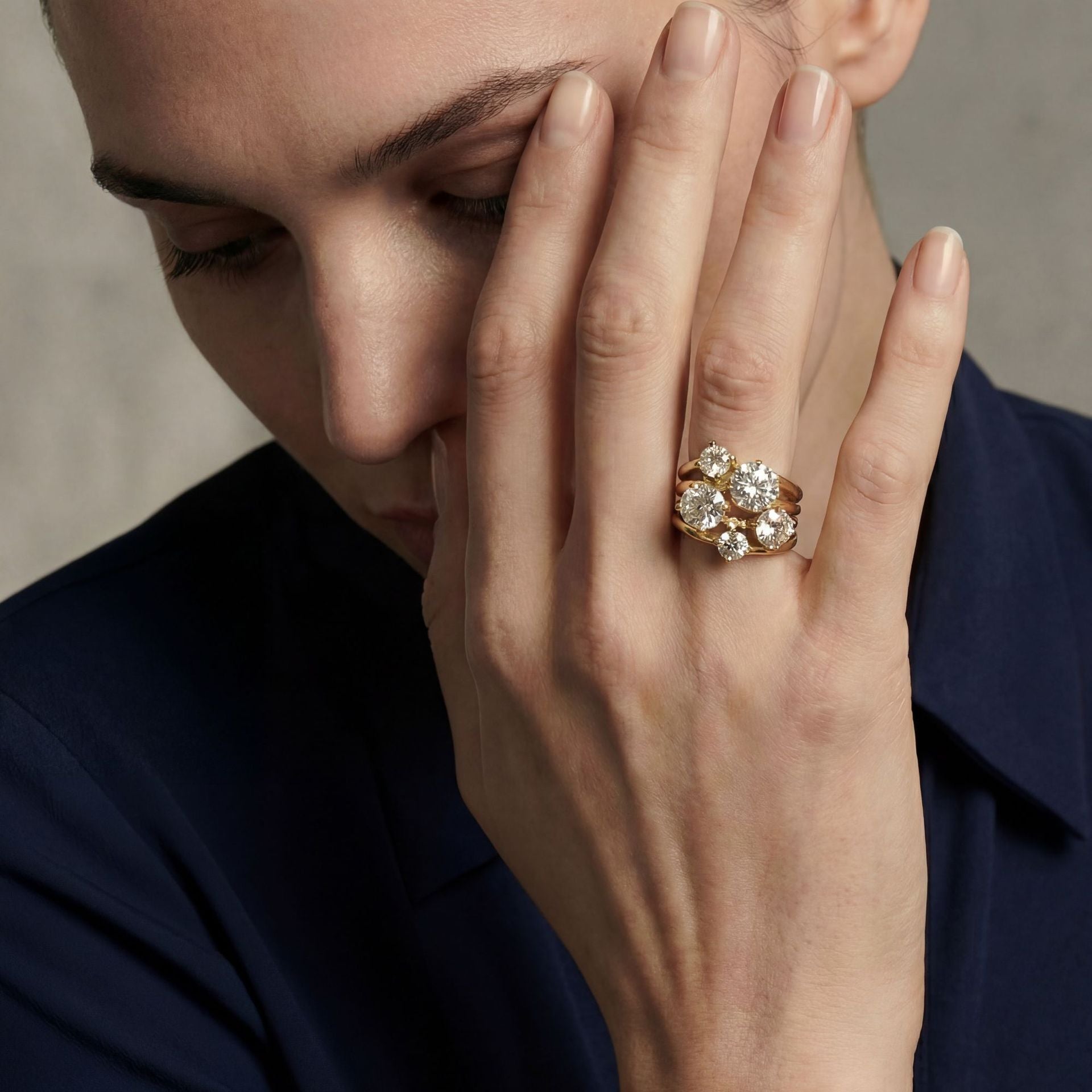Gold Luxury Multi Stone Cubic Zirconia Copper Size Ring Women Bulk