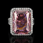 Premium Square Cut Silver Plated CZ Copper Anti Tarnish Fancy Ring Bulk