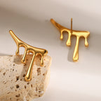 Drip Effect 18K Gold Anti Tarnish Stainless Steel Stud Earrings Bulk