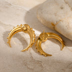 Crescent Moon Gold CZ Anti Tarnish Stainless Steel Stud Earring Bulk
