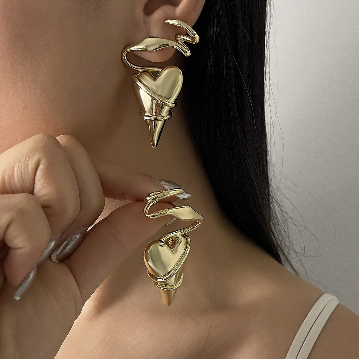 Heart Wrap Style Gold Silver Plated Alloy Stud Earrings For Women Bulk Secondary image