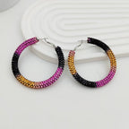 Multi Color High-Shine Gradient Crystal Silver CZ Hoop Earrings Bulk