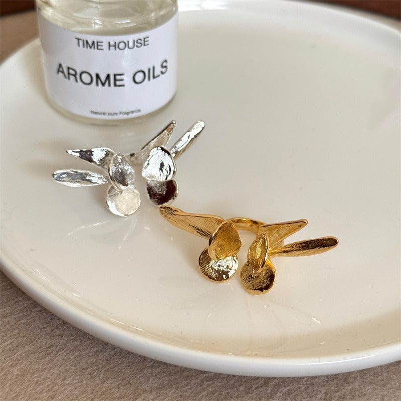 Big Flying Butterfly 18K Gold Silver Adjustable Ring For Women Bulk