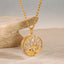 Sun Evil Eye 18K Gold Cubic Zirconia Anti Tarnish Stainless Steel Necklace Pendant Chain For Women