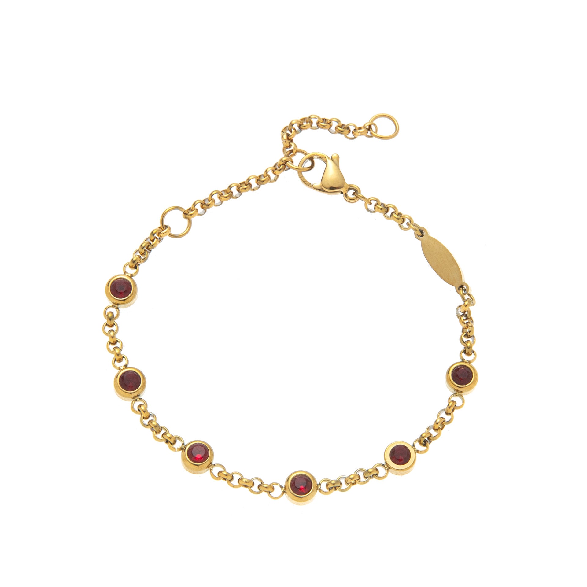 Bulk Multi Twelve Birthstone Gold CZ Stainless Steel Bracelet