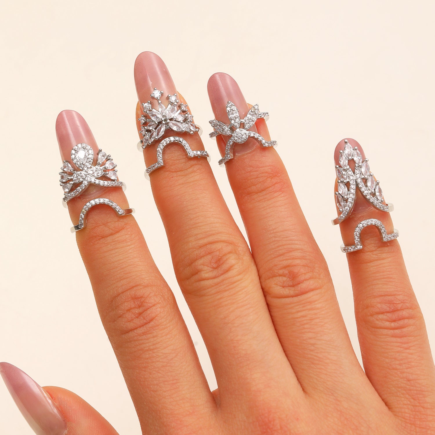 Designer Floral Butterfly Gold Silver CZ Copper Anti Tarnish Ring Bulk