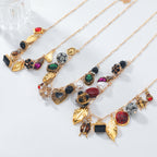 Multi Gemstone Pearl Gold Multiple Charm Necklace Chain Pack Of 3 Bulk