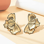 Beaten Finish Leaf 18K Gold Black Dangler Earring For Women Bulk