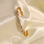 Baguette 18K Gold CZ Stainless Steel Anti Tarnish Cuff Bracelet Bulk