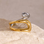 Modern Sculpted Open Gold Silver Plated Stainless Steel Fancy Ring Bulk