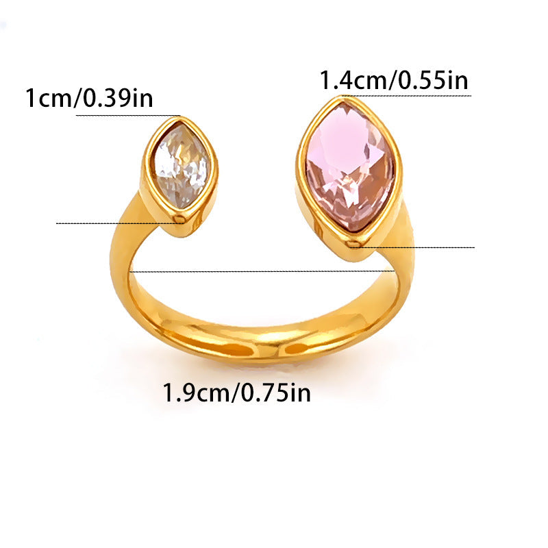 Pink Geometric Cubic Zirconia Copper Adjustable Ring For Women Bulk