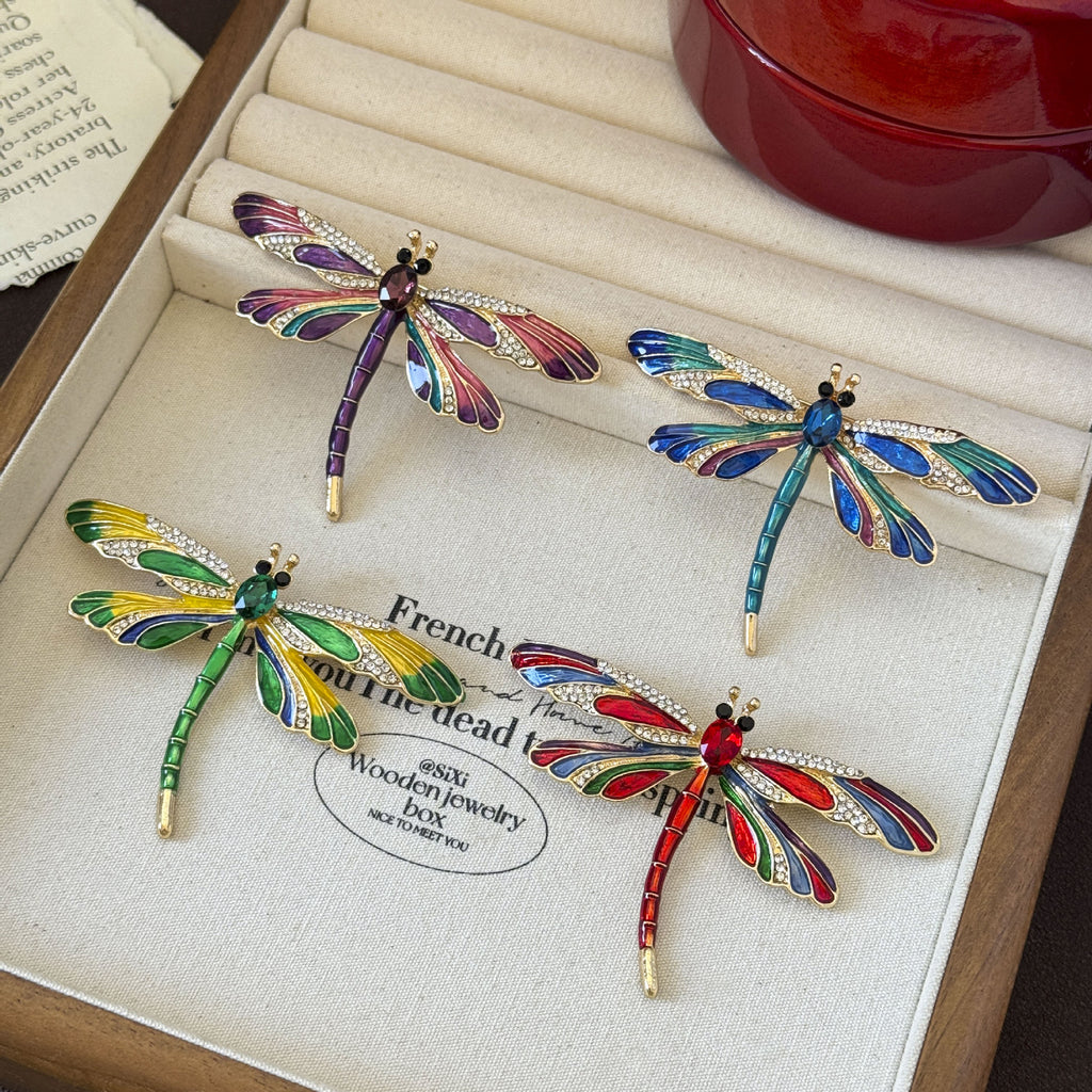 Multi Color Dragonfly Gold Cubic Zirconia Brooch For Women Bulk