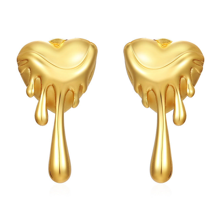 Heart 18K Gold Silver Stainless Steel Anti Tarnish Stud Earrings Bulk