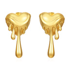 Heart 18K Gold Silver Stainless Steel Anti Tarnish Stud Earrings Bulk
