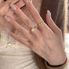 Princess Drop Solitaire CZ Gold Anti Tarnish Ring Pack Of 2 Bulk