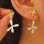 Trendy Petals Glossy Gold Enamel Anti Tarnish Copper Stud Earrings Bulk